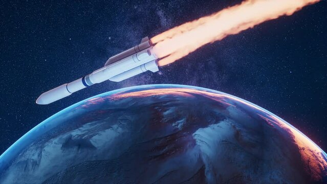 Rocket in the outer space, 3d rendering.