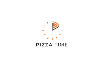 Vector minimalist pizza time logo design
