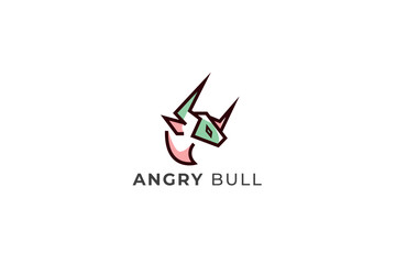 Vector line art bull logo design