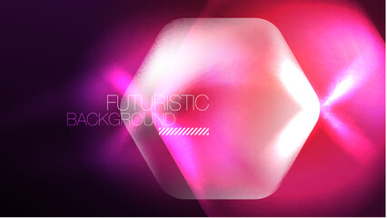 Glowing neon hexagons in dark space. Digital technology cyberspace hi-tech techno abstract background template
