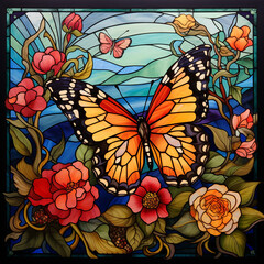 Butterfly Stained Glass Background