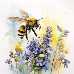 Bee Watercolor Background