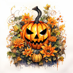 Naklejka na ściany i meble Halloween watercolor Background