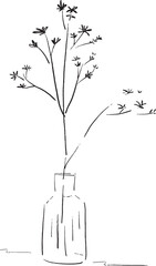 花瓶と枝の線画イラスト