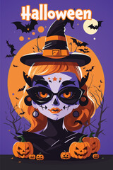 Happy Halloween Pumpkin Vampire Witch Boo Background Vector