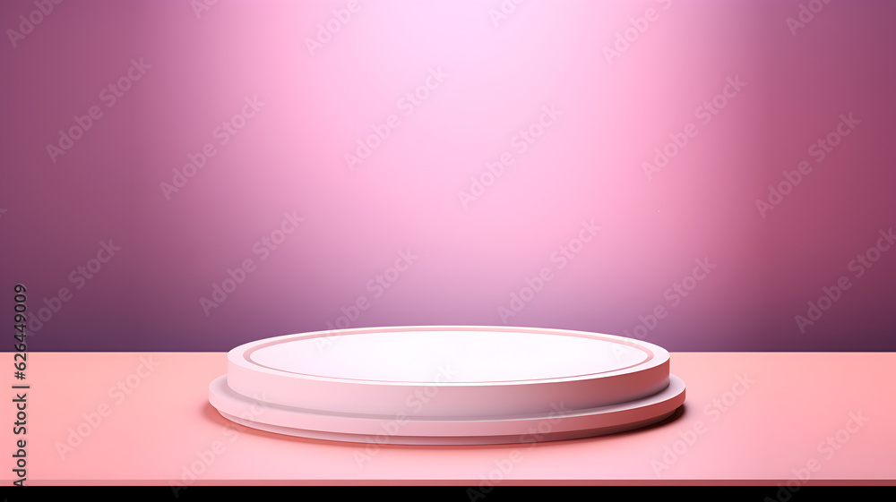 Poster abstract minimal concept. modern vibrant bright pink violet purple podium stage platform display on 
