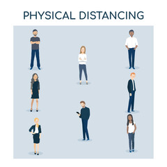 Physical Distancing and Social Distancing of Groups of People during Pandemic Coronavirus Covid-19 to prevent infection spreading