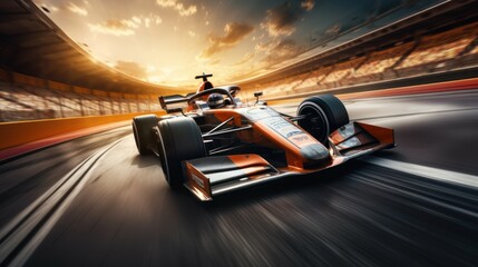  Racing car at high speed. Racer on a racing car passes the track. Motor sports competitive team racing.