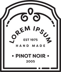 Digital png hand made pinot noir and holding text on label design