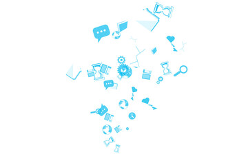 Digital png illustration of social media icons on transparent background