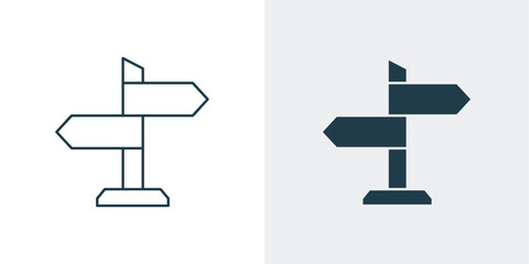 Road direction signpost icon outline and solid vector © Masum Bhuiyan