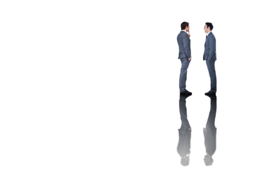 Digital png photo of diverse business people with reflection on transparent background - Powered by Adobe
