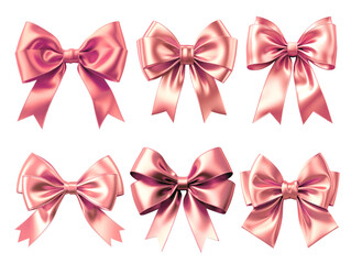 rose gold bow set bows ribbons  - obrazy, fototapety, plakaty