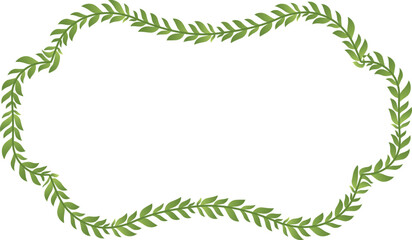 Fototapeta premium Rectangle shape leaves frame green leaf wreath frame botanical branches decorative vintage frames luxury ornamental label frames banners vector retro badges elements symbols ornate ribbon borders 