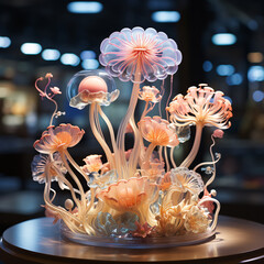 Extraterrestrial Elegance: A Captivating Alien Floral Monument flower with vase