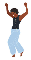 Dancing woman with headphones, clubbing female