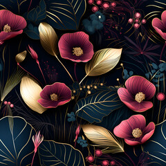 background with flowers ,leaf,poppy,pink,beauty,design,Ai generated