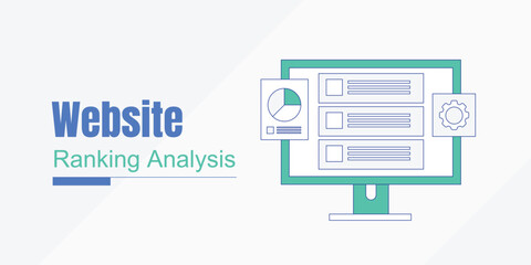 Website Ranking analysis. SEO audit. Search ranking monitoring. Outline vector landing page.