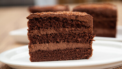 Soft and intense chocolate cake with chocolate whipped ganache