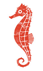 タツノオトシゴのスタンプ風イラスト（赤） © SAIDA IKUKO
