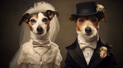 A dog wedding. Generative AI image