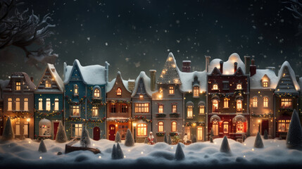 Delightful Christmas Holiday Miniature Village, Whimsical Winter Wonderland and Snow-Covered Landscapes.