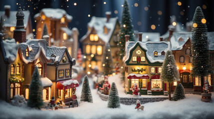 Delightful Christmas Holiday Miniature Village, Whimsical Winter Wonderland and Snow-Covered Landscapes.