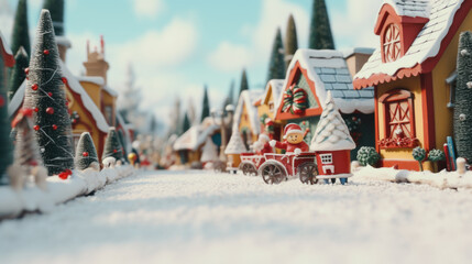 Delightful Christmas Holiday Miniature Village, Whimsical Winter Wonderland and Snow-Covered Landscapes.