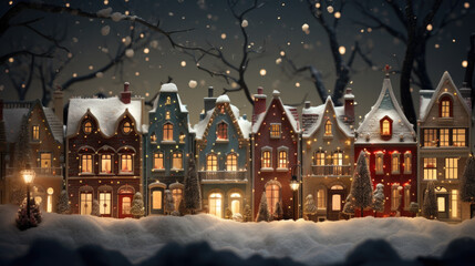 Delightful Christmas Holiday Miniature Village, Whimsical Winter Wonderland and Snow-Covered Landscapes.
