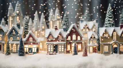 Delightful Christmas Holiday Miniature Village, Whimsical Winter Wonderland and Snow-Covered Landscapes.