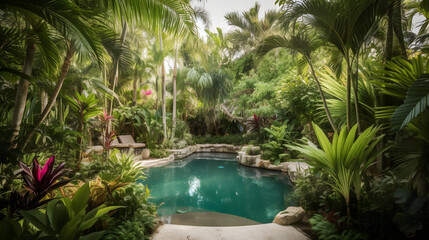 Fototapeta na wymiar palm tree tropical water pool