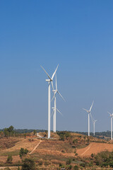 Turbines generating electricity ,from wind power for environmental,Clean energy