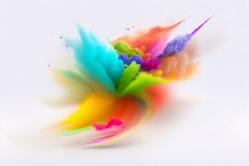 colorful mixed rainbow powder explosion on White Background