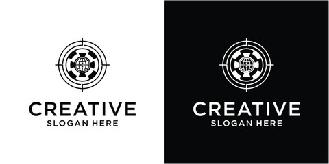 Global target and circle focus logo design