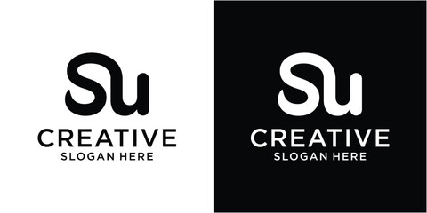Letter S U logo design template