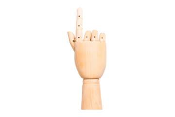 wooden hand isolated on white background, clipping path
