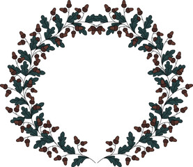 oak wreath illustration in vector