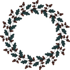 Fototapeta premium oak wreath illustration in vector