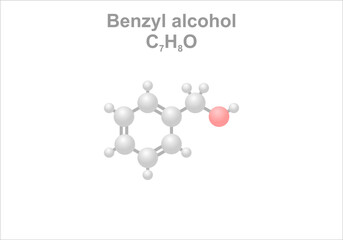 Simplified scheme of the benzyl alcohol molecule. Is found of various essential oils.
