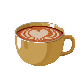 recommend clip art: Hot coffee cappuccino in  cups. Vector illustration isolated on white eps 10