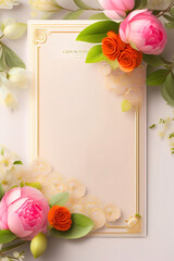 elegant invitation card with flower border