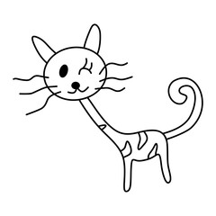 cat cartoon vector 21 Outline line Cute and funny cats doodle. Cartoon cat or kitten characters design collection Minimal cat drawing. Set of purebred pet animals isolated on transparent background.