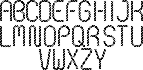 black white rope fonts set © Sutana