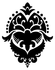 Fototapeta premium Damask flower with leaves, floral silhouettes