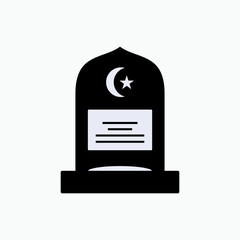 Muslim Funeral Icon. Cemetery, Gravestone Symbol - Vector. 
