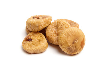 Dried figs isolated on white . Group of sweet sundried fruits