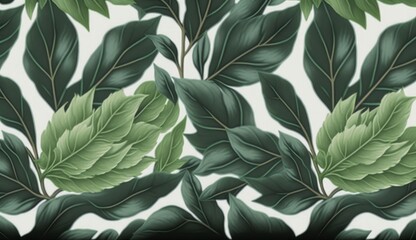 Botanical seamless pattern with vintage graphic green peony leaves. Hand-drawn illustration. Good for production wallpapers, cloth and fabric, Generative AI