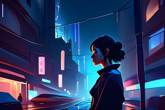 lady in the city. Generative AI