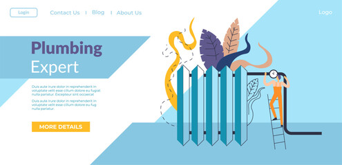 Obraz premium Plumbing expert, services of plumber online in web