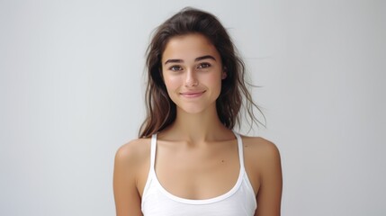 Beauty portrait of young woman in studio. Generative Ai.